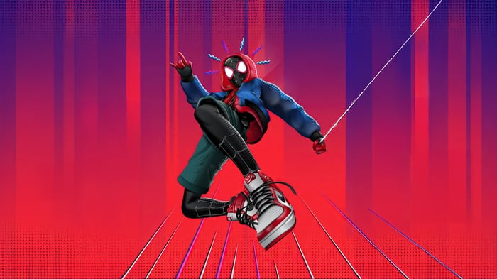 Miles Morales Swinging with Web
