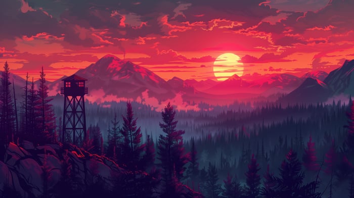 Firewatch The Watchtower View Sunset