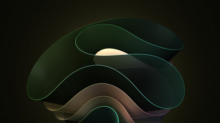 Abstract Windows 11 design with flowing shapes
