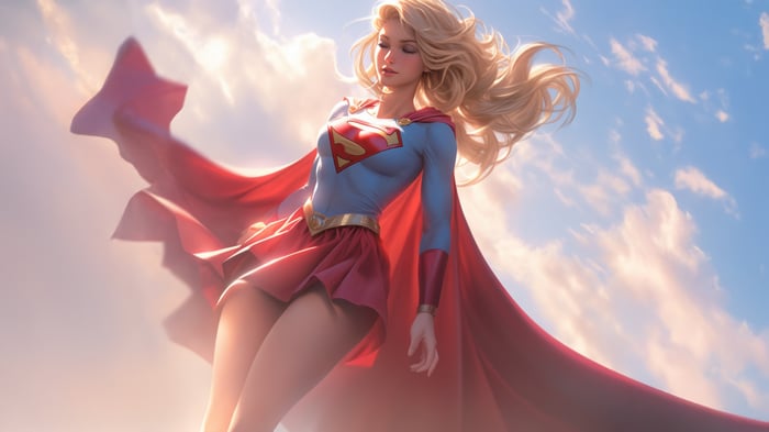 Supergirl Soars Through the Sky