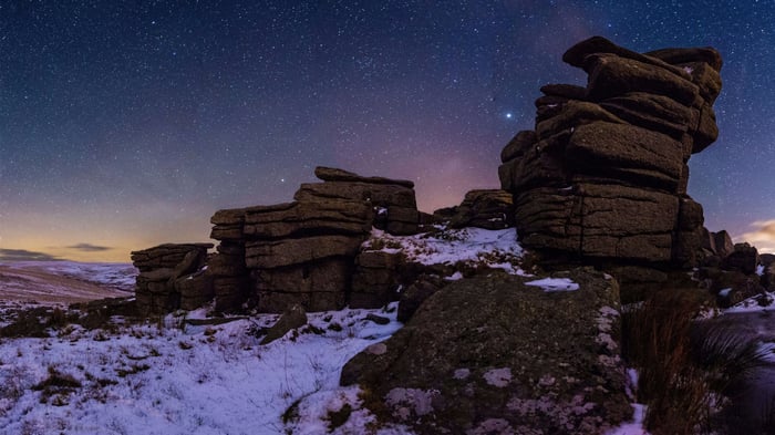 Great Staple Tor Dartmoor National Park at night
