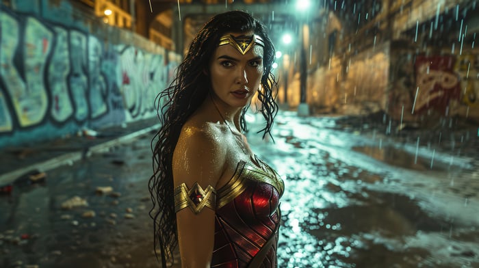 Wonder Woman in the Rain