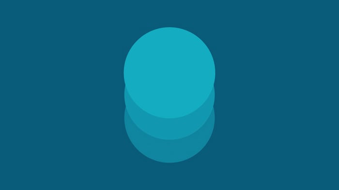 Stacked Teal Circles on Blue Background