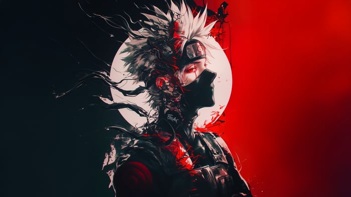 Master Kakashi Hatake with a red and black background
