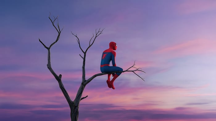 Spiderman Sitting on a Dead Tree Branch