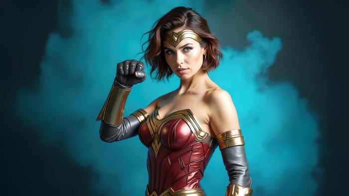 Wonder Woman with fist raised