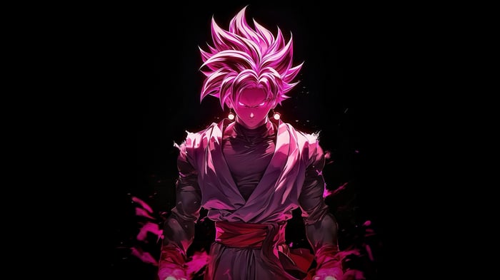 Goku Black with pink aura and spiky hair