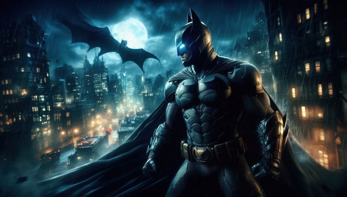 Batman in Gotham City at Night