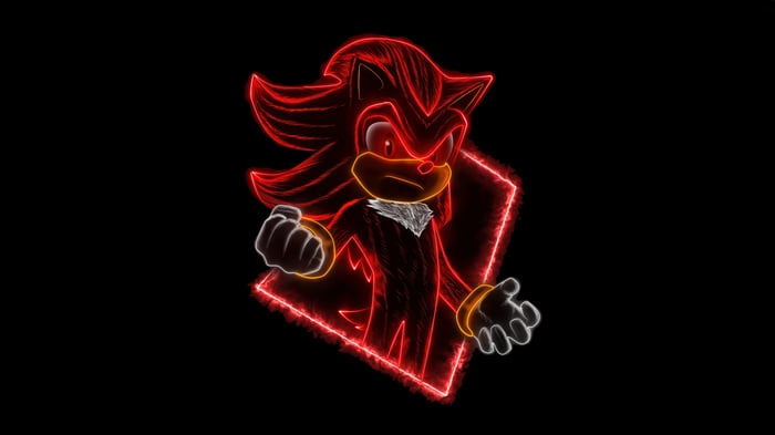 Shadow the Hedgehog with Neon Red Outline