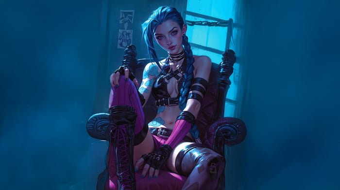 Jinx sitting in a chair