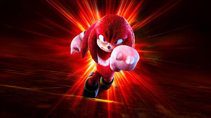 Knuckles The Echidna Running with Red Energy