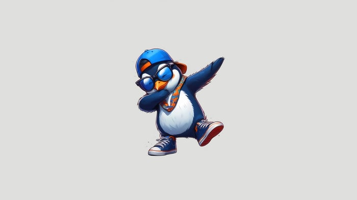 Penguin doing a dab with swag