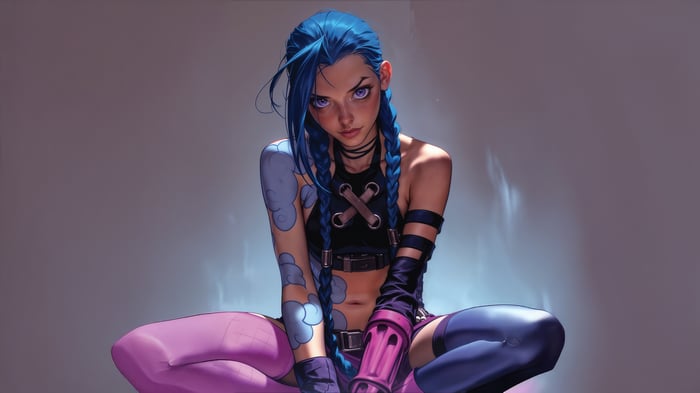 Jinx from Arcane sitting