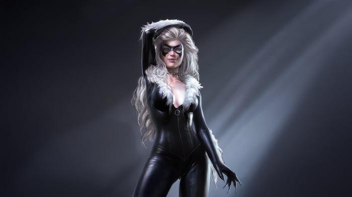 Black Cat Poses in a Black Suit