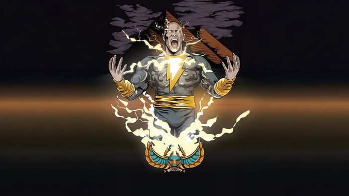 Black Adam with Lightning and Egyptian Scarab