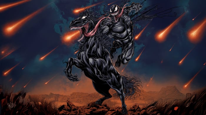 Venom on a Black Horse with Meteors