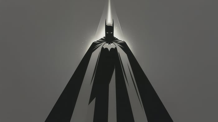 Batman standing in a spotlight