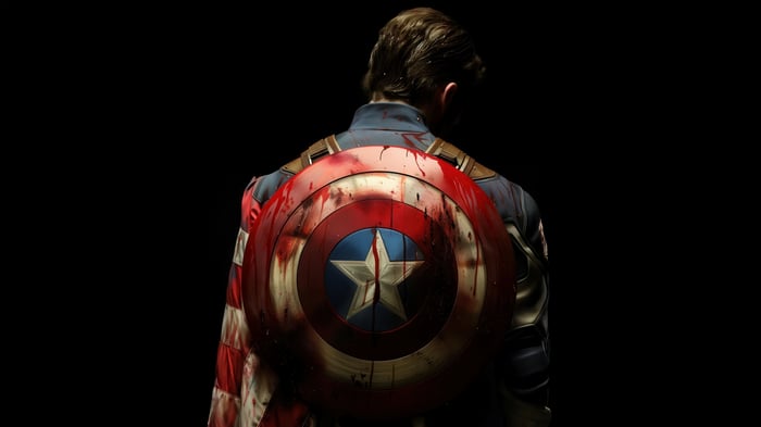 Captain America with bloody shield