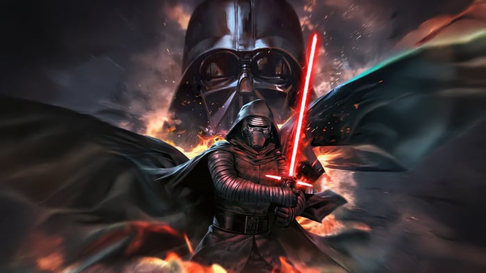Kylo Ren and Darth Vader with Red Lightsabers