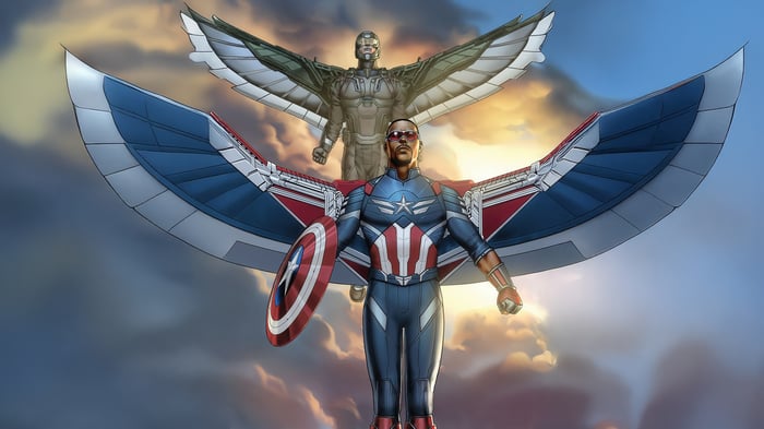 Captain America and Iron Man with Wings