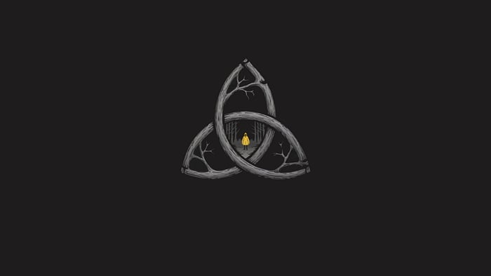 Dark-inspired Trinity Knot with a child in yellow