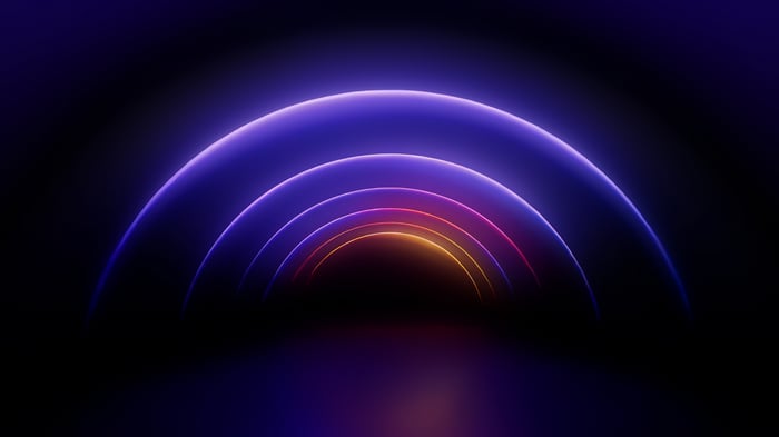 Abstract Neon Arches in Dark Space