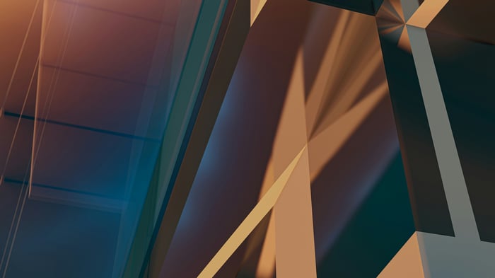 Abstract geometric shapes with warm and cool lighting