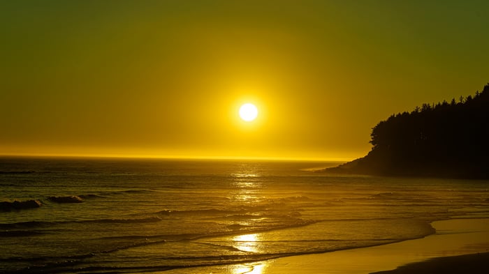 Golden Sunset Over The Oregon Coast