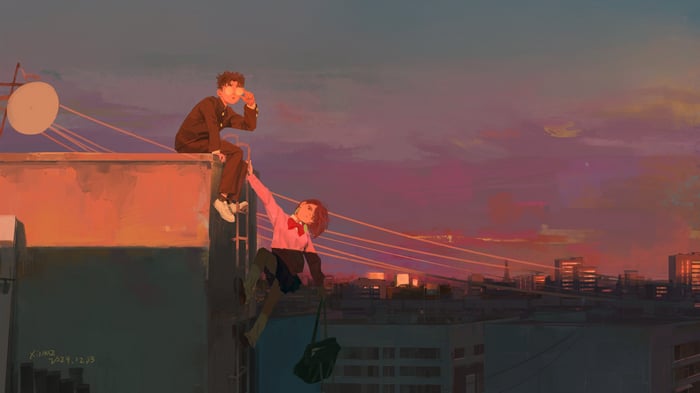 Dandadan Anime TV Series Rooftop Scene