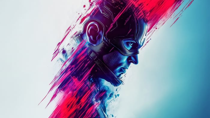 Captain America with Red and Blue Shadow Effect