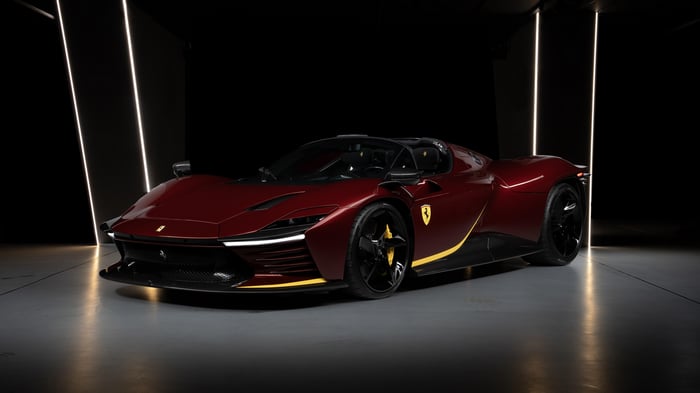 Ferrari Daytona SP3 in a dark studio