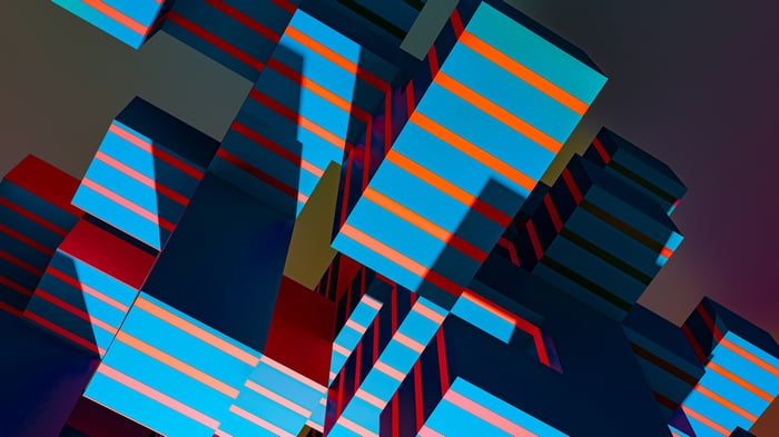 Multicolored Abstract Geometric Shapes with Stripes