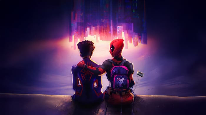 Miles Morales and Deadpool sit together