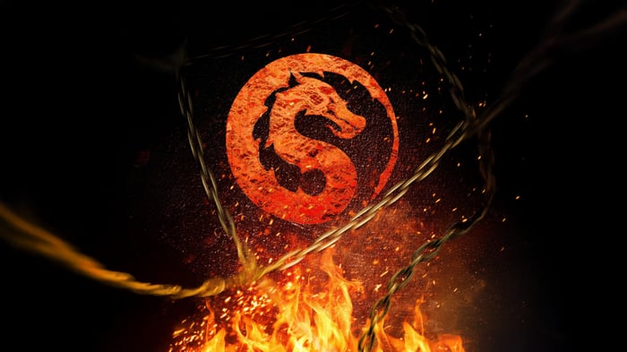 Scorpion Mortal Kombat Logo with Fire and Chains
