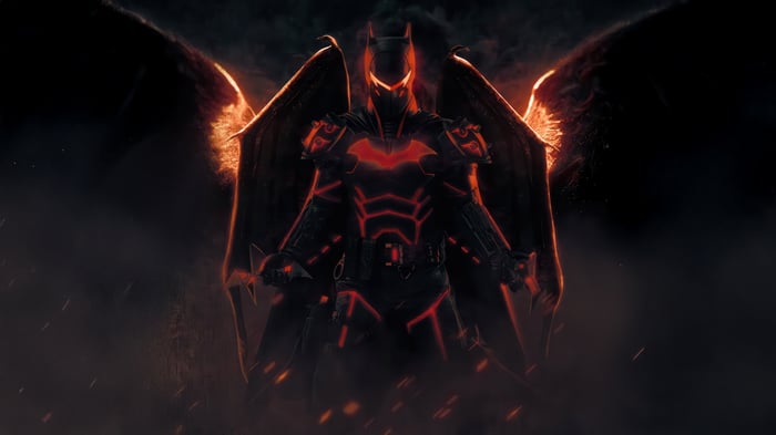 The Devil Batman with fiery wings
