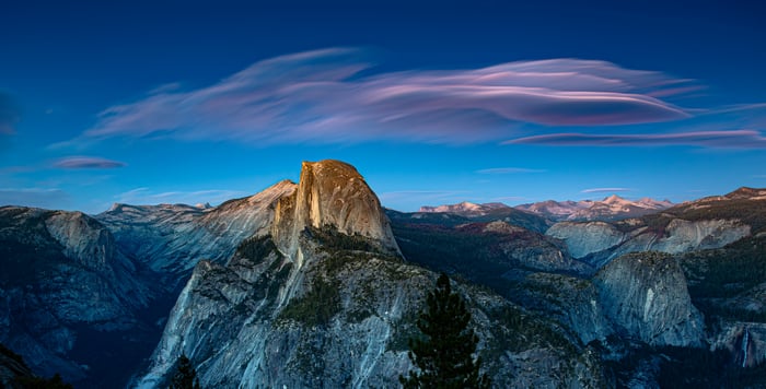 Half Dome in Yosemite National Park at sunset