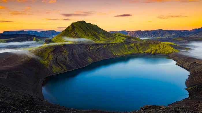 Volcanic Lake in Iceland at Dawn