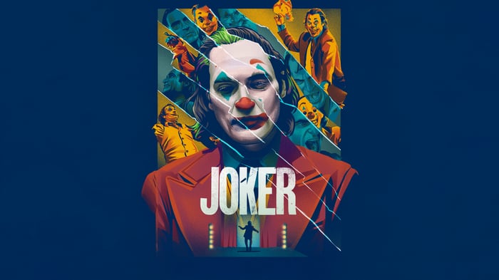 Joker Movie Poster with Multiple Images of the Joker