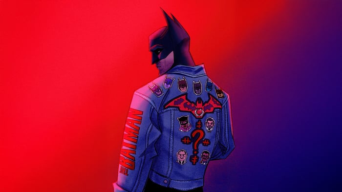 Batman in a Denim Jacket with Patches