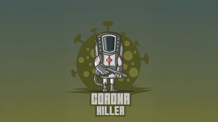 Corona Killer in Hazmat Suit with Weapon