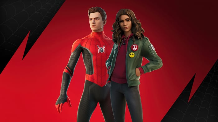 Spider-Man and MJ in Fortnite