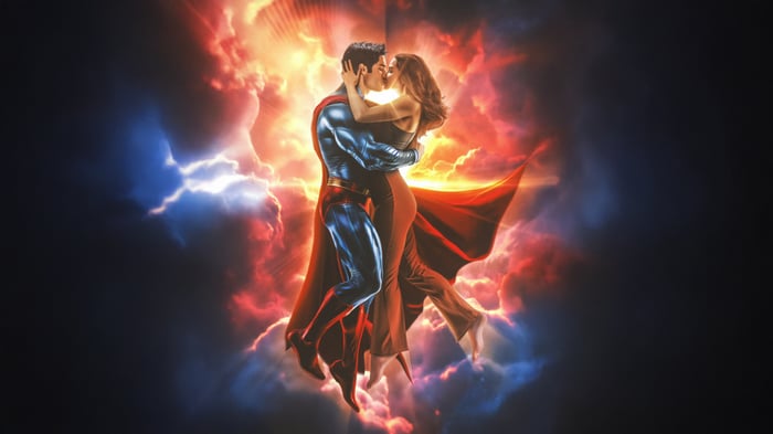 Superman and Lois Lane in a Timeless Kiss