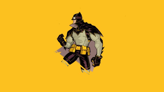Batman with a yellow background