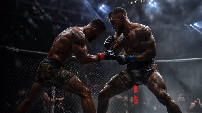 Ultimate Fighting Championship fighters in the octagon