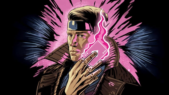 Gambit holding an Ace of Spades card
