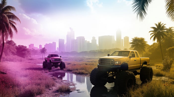 GTA 6 Game 2025 Monster Trucks in City Landscape