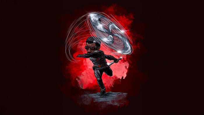 Falcon throwing his shield