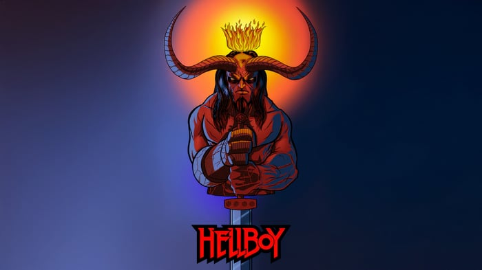 Hellboy with Sword and Flames