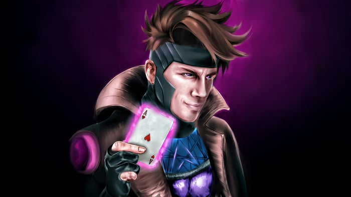 Gambit Holding an Ace of Hearts Card