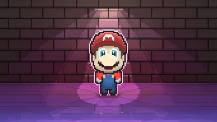 8-Bit Mario in a Spotlight
